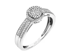 Pierścionek z białego złota z diamentami - 0,15 ct - próba 750