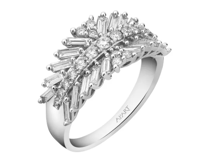 Pierścionek z białego złota z diamentami - 1,25 ct - próba 585