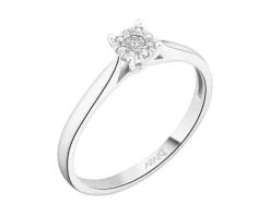 Pierścionek z białego złota z brylantami i szafirem - próba 585