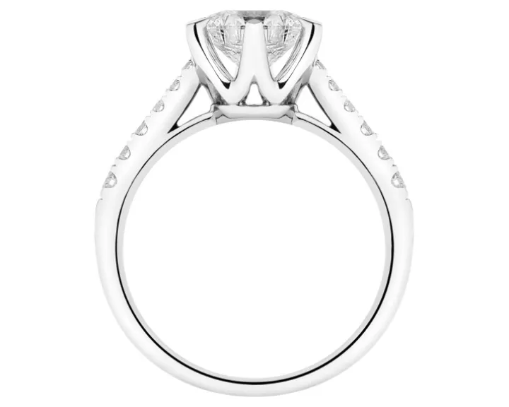 Pierścionek z białego złota z brylantami laboratoryjnymi - 1,75 ct - próba 750