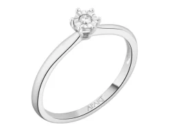 Pierścionek z białego złota  z brylantem - 0,03 ct - próba 375