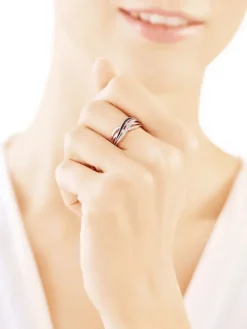 Pierścionek z białego złota z diamentami - 0,04 ct - próba 585