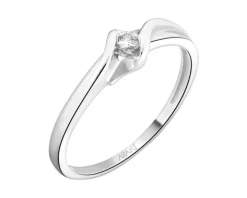 Pierścionek z białego złota z brylantem - 0,06 ct - próba 750