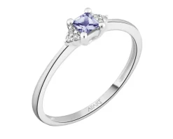 Pierścionek z białego złota z diamentami i tanzanitem - próba 585