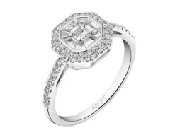 Pierścionek z białego złota z brylantami i szafirem - próba 585