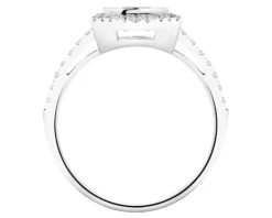 Pierścionek z białego złota z brylantami i szafirem - próba 585