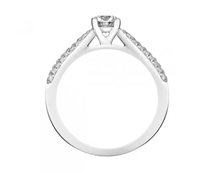 Pierścionek z białego złota z brylantami - SI2/H - 0,76 ct - próba 750