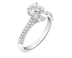 Pierścionek z białego złota z brylantem - 0,08 ct - próba 750