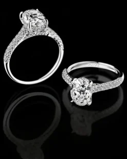 Pierścionek z białego złota z brylantem - 0,08 ct - próba 750