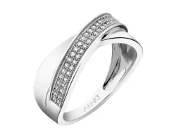 Pierścionek z białego złota z diamentami - 0,14 ct - próba 585
