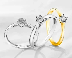 Pierścionek z białego złota z diamentami - 0,05 ct - próba 375