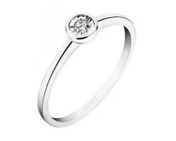 Pierścionek z białego złota z brylantem - 0,05 ct - próba 375