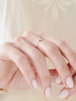 Pierścionek z białego złota z brylantem - 0,01 ct - próba 585