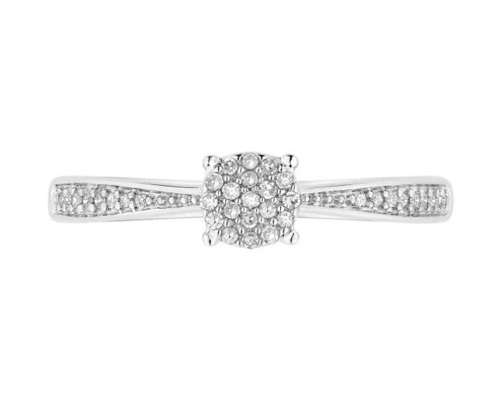 Pierścionek z białego złota z brylantami i tanzanitem - próba 585