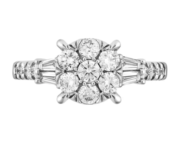 Pierścionek z białego złota z diamentami - 0,75 ct - próba 585