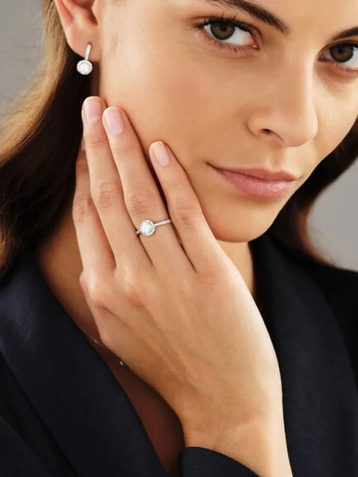 Pierścionek z białego złota z brylantami - 0,66 ct - próba 585