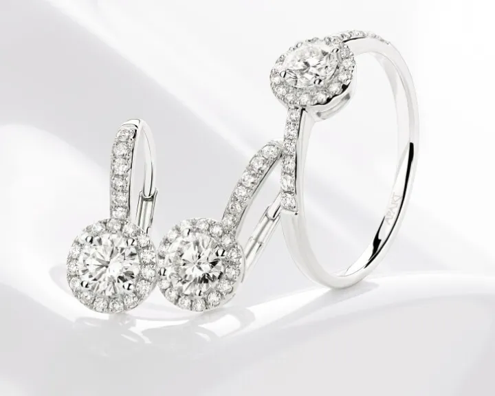 Pierścionek z białego złota z brylantami - 0,66 ct - próba 585