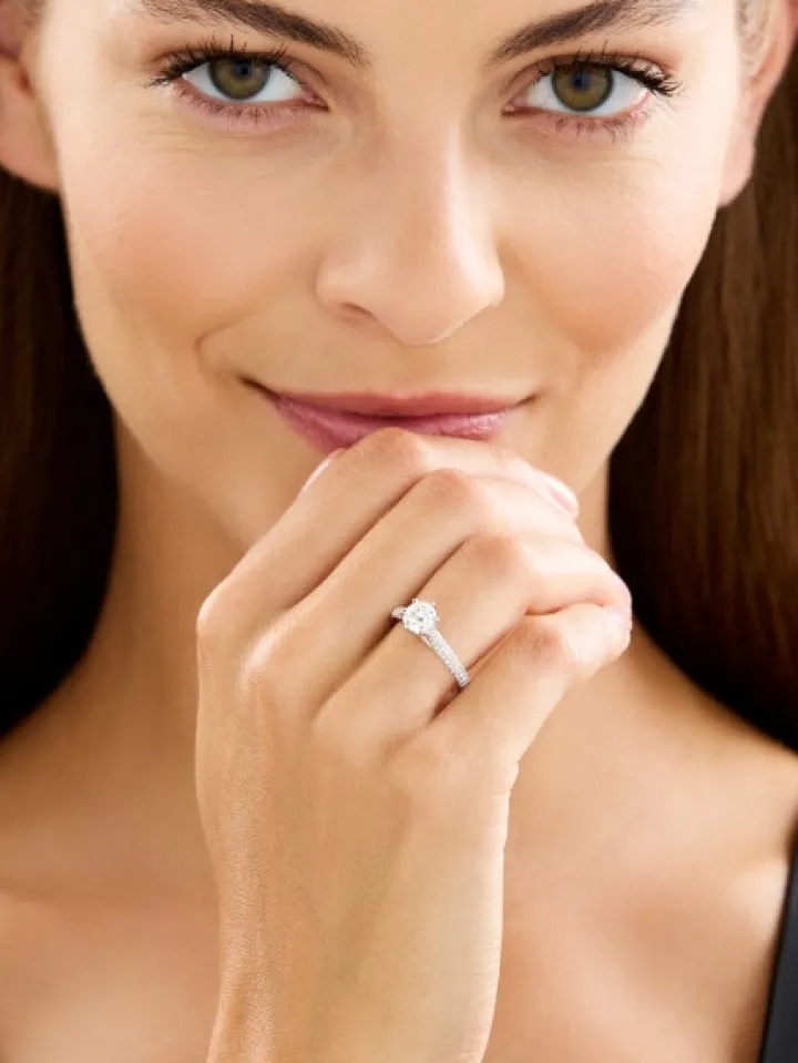 Pierścionek z białego złota z brylantami - SI1/H - 1,35 ct - próba 750