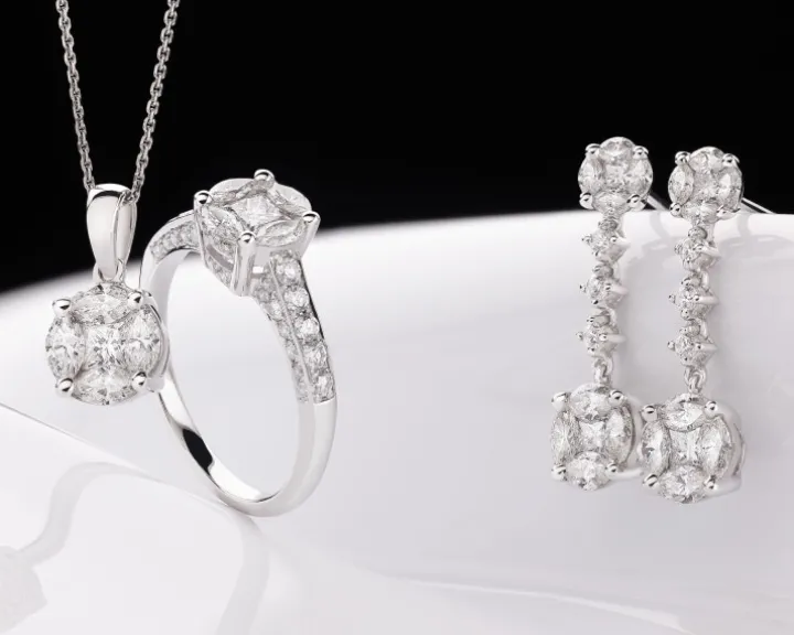 Pierścionek z białego złota z diamentami - 0,91 ct - próba 585