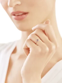 Pierścionek z białego złota z diamentami - 0,04 ct - próba 375