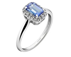 Pierścionek z białego złota z diamentami - 0,11 ct - próba 750