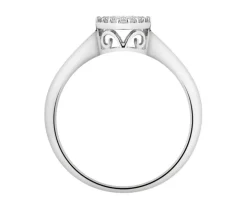Pierścionek z białego złota z diamentami - 0,12 ct - próba 375