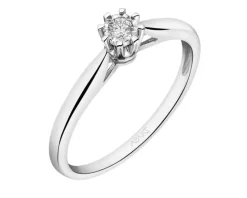 Pierścionek z białego złota z brylantem - 0,06 ct - próba 585