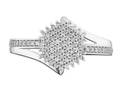 Pierścionek z białego złota z diamentami - 0,24 ct - próba 585