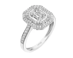 Pierścionek z białego złota z diamentami - 0,66 ct - próba 750