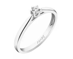 Pierścionek z białego złota z brylantem - 0,08 ct - próba 585