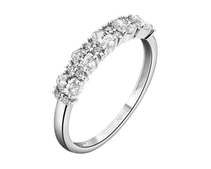 Pierścionek z białego złota z diamentami - 0,52 ct - próba 585