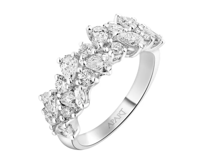 Pierścionek z białego złota z diamentami - 1,51 ct - próba 750