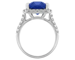 Pierścionek z białego złota z brylantami i tanzanitem - próba 750