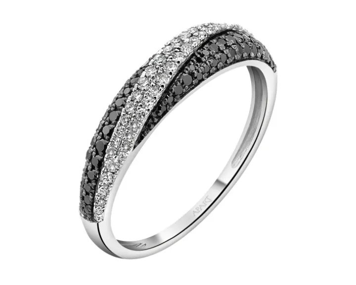 Pierścionek z białego złota z diamentami - 0,32 ct - próba 585