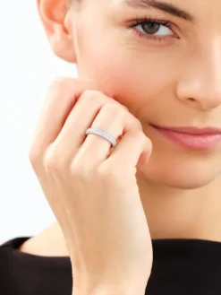 Pierścionek z białego złota z brylantami laboratoryjnymi - 0,65 ct - próba 585