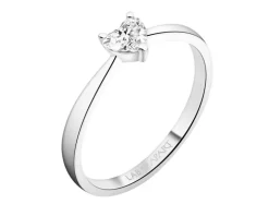 Pierścionek z białego złota z diamentem laboratoryjnym - serce - 0,25 ct - próba 585