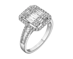 Pierścionek z białego złota z diamentami - 1,20 ct - próba 750