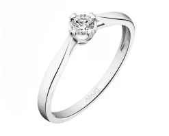 Pierścionek z białego złota  z brylantem - serce - 0,12 ct - próba 750