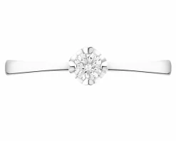 Pierścionek z białego złota  z brylantem - serce - 0,12 ct - próba 750