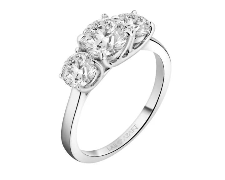 Pierścionek z białego złota z brylantami laboratoryjnymi - 2,11 ct - próba 750