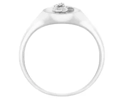 Pierścionek z białego złota z diamentami - sygnet  - róża - 0,006 ct - próba 585