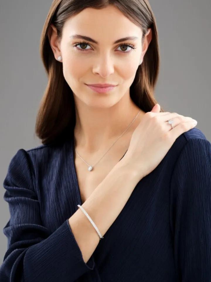 Pierścionek z białego złota z diamentami - 0,70 ct - próba 750