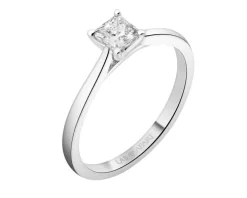 Pierścionek z białego złota z diamentem laboratoryjnym - 0,31 ct - próba 585