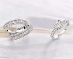 Pierścionek z białego złota z diamentami - 0,72 ct - próba 585