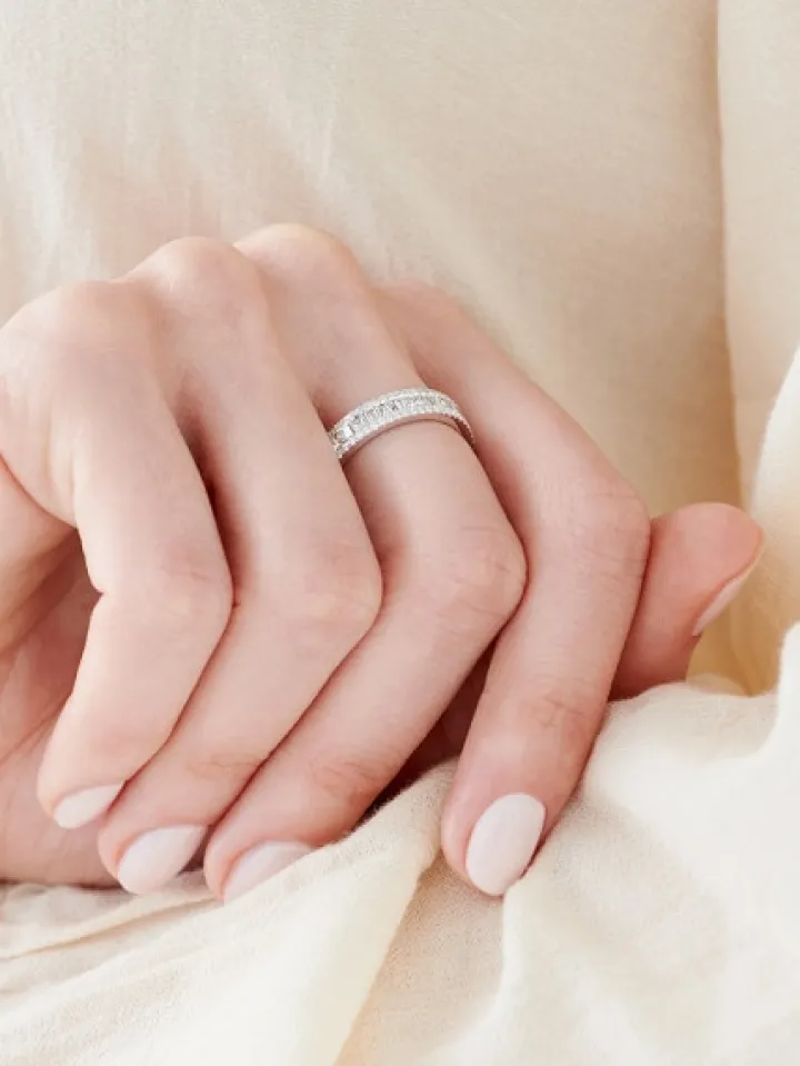 Pierścionek z białego złota z diamentami - 0,72 ct - próba 585