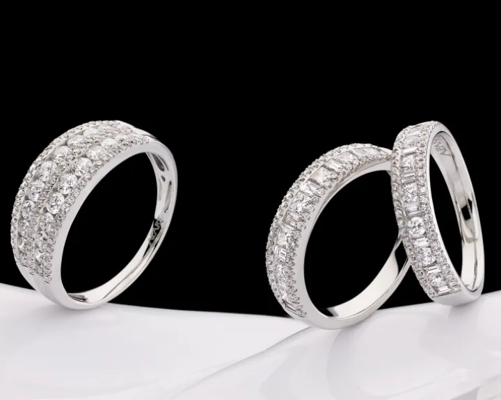 Pierścionek z białego złota z diamentami - 0,72 ct - próba 585