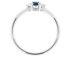 Pierścionek z białego złota z brylantami i szafirem - próba 585