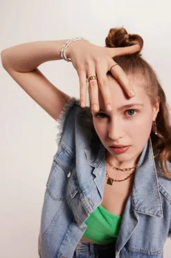 Pierścionek z brązu pozłacany