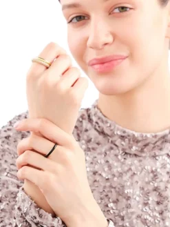 Pierścionek z mosiądzu pozłacany z cyrkoniami i emalią