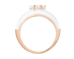 Pierścionek z mosiądzu pozłacany z kwarcem i emalią - serce